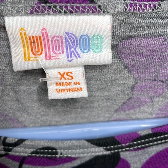 LULAROE Minnie Mouse Purple & Gray Polka Dot Tunic Shirt‎ Size XS - Picture 4 of 7